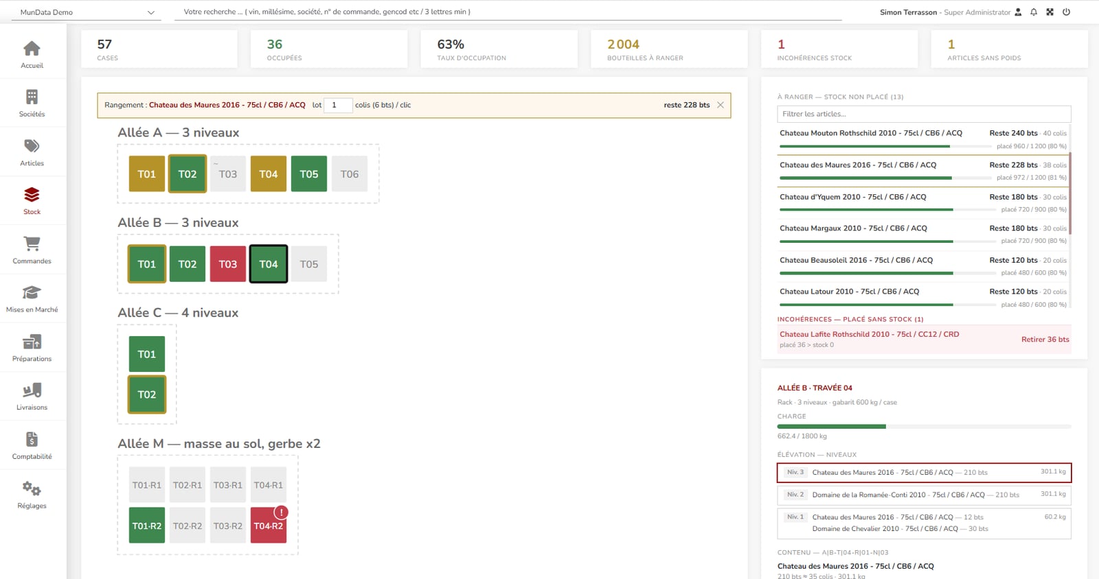 Plan de chai interactif (WMS) — MyMerch